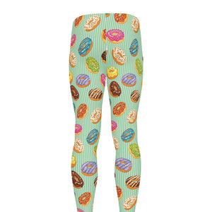 Green Striped Donut Pattern Print Men's leggings