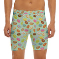 Green Striped Donut Pattern Print Men's Long Boxer Briefs