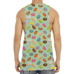 Green Striped Donut Pattern Print Men's Muscle Tank Top