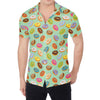 Green Striped Donut Pattern Print Men's Shirt