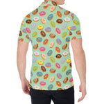 Green Striped Donut Pattern Print Men's Shirt