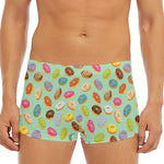 Green Striped Donut Pattern Print Men's Short Boxer Briefs