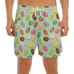 Green Striped Donut Pattern Print Men's Split Running Shorts