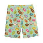 Green Striped Donut Pattern Print Men's Sports Shorts