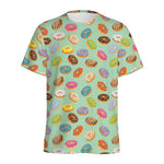 Green Striped Donut Pattern Print Men's Sports T-Shirt