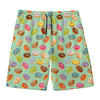 Green Striped Donut Pattern Print Men's Swim Trunks