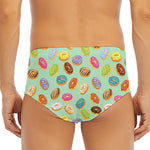 Green Striped Donut Pattern Print Men's Triangle Swim Briefs
