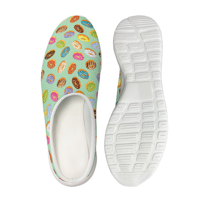 Green Striped Donut Pattern Print Mesh Casual Shoes