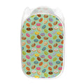 Green Striped Donut Pattern Print Mesh Laundry Hamper