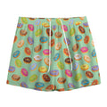 Green Striped Donut Pattern Print Mesh Shorts