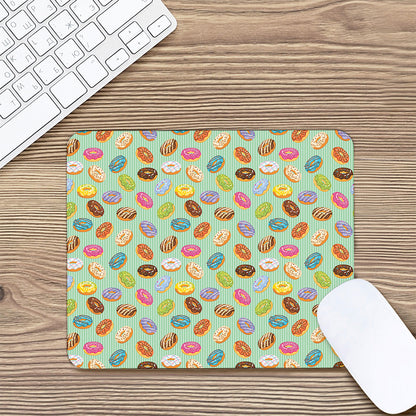 Green Striped Donut Pattern Print Mouse Pad