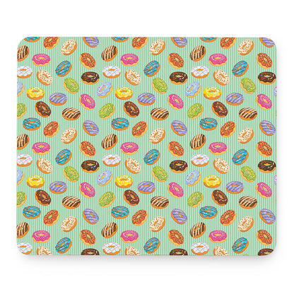 Green Striped Donut Pattern Print Mouse Pad