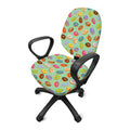 Green Striped Donut Pattern Print Office Chair Cover