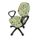 Green Striped Donut Pattern Print Office Chair Cover
