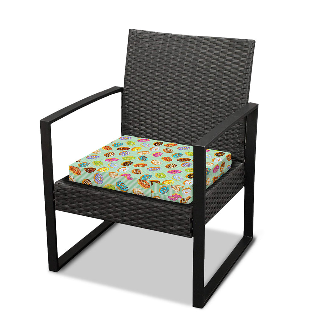Green Striped Donut Pattern Print Outdoor Seat Cushion Cover