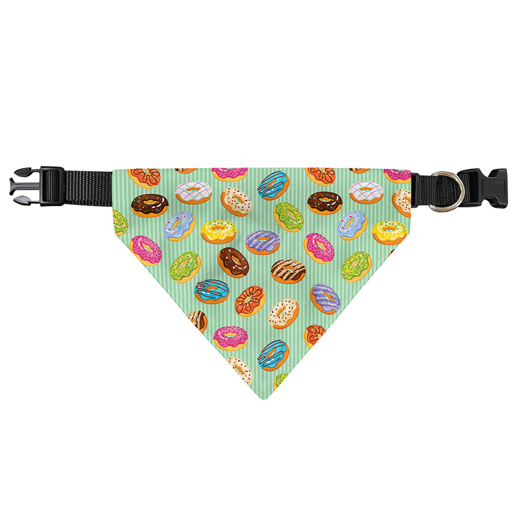 Green Striped Donut Pattern Print Over The Collar Dog Bandana