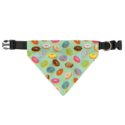 Green Striped Donut Pattern Print Over The Collar Dog Bandana