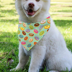 Green Striped Donut Pattern Print Over The Collar Dog Bandana