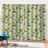 Green Striped Donut Pattern Print Pencil Pleat Curtains