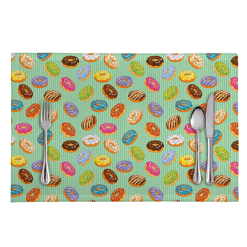 Green Striped Donut Pattern Print Placemat