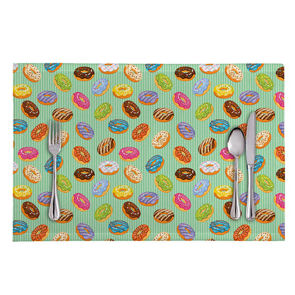 Green Striped Donut Pattern Print Placemat