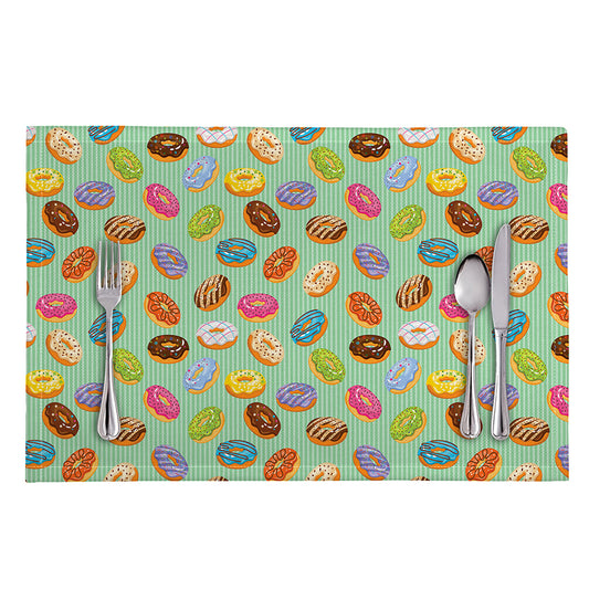 Green Striped Donut Pattern Print Placemat