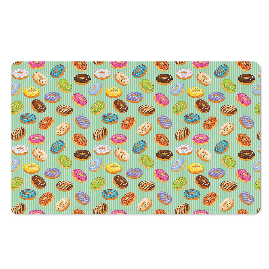 Green Striped Donut Pattern Print Polyester Doormat