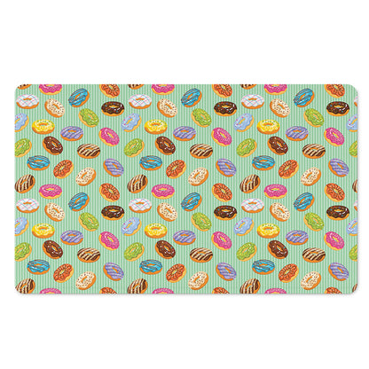 Green Striped Donut Pattern Print Polyester Doormat