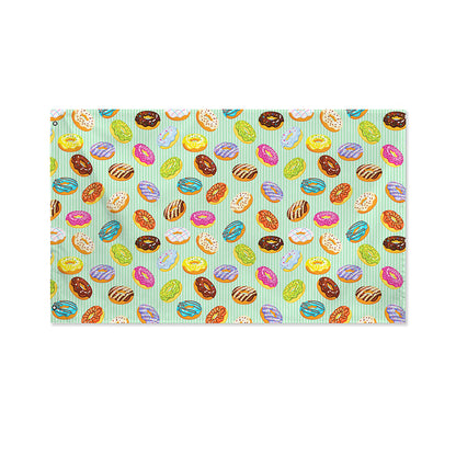 Green Striped Donut Pattern Print Polyester Flag