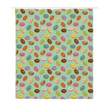 Green Striped Donut Pattern Print Polyester Shower Curtain