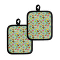 Green Striped Donut Pattern Print Pot Holders