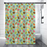 Green Striped Donut Pattern Print Premium Shower Curtain