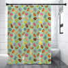 Green Striped Donut Pattern Print Premium Shower Curtain