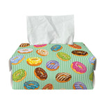 Green Striped Donut Pattern Print Rectangle Tissue Box Cover