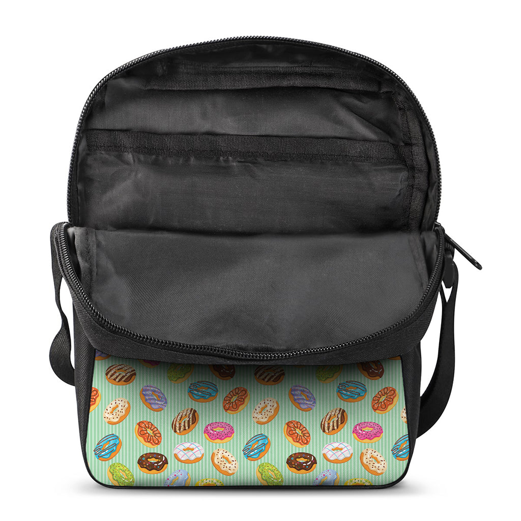 Green Striped Donut Pattern Print Rectangular Crossbody Bag