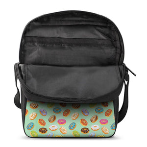 Green Striped Donut Pattern Print Rectangular Crossbody Bag