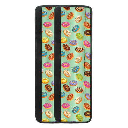 Green Striped Donut Pattern Print Refrigerator Handle Covers
