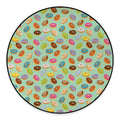 Green Striped Donut Pattern Print Round Floor Mat