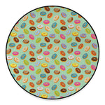 Green Striped Donut Pattern Print Round Floor Mat