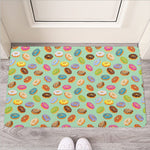 Green Striped Donut Pattern Print Rubber Doormat