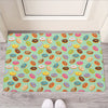 Green Striped Donut Pattern Print Rubber Doormat