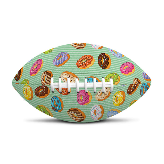 Green Striped Donut Pattern Print Rugby Ball