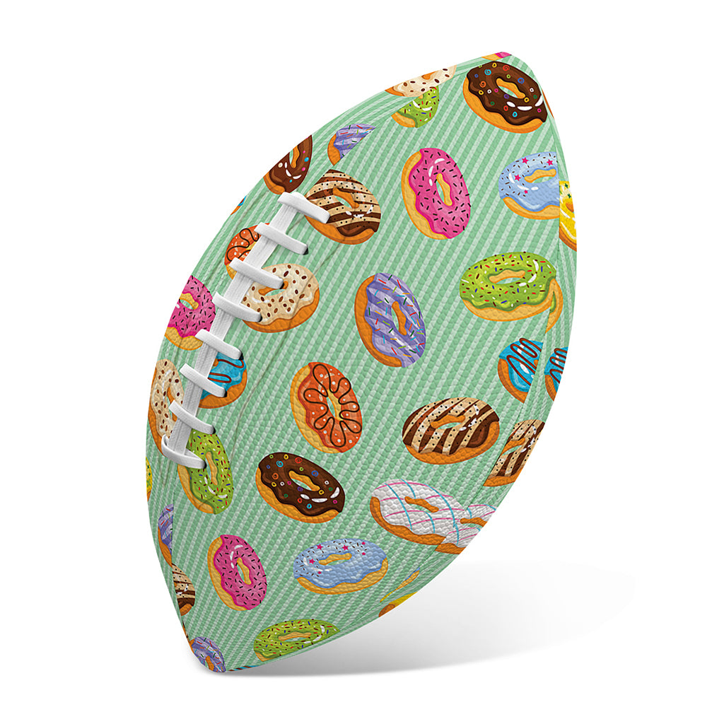 Green Striped Donut Pattern Print Rugby Ball