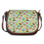 Green Striped Donut Pattern Print Saddle Bag