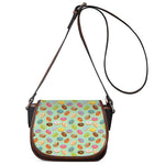 Green Striped Donut Pattern Print Saddle Bag