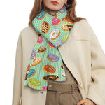 Green Striped Donut Pattern Print Scarf