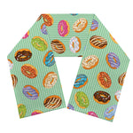 Green Striped Donut Pattern Print Scarf