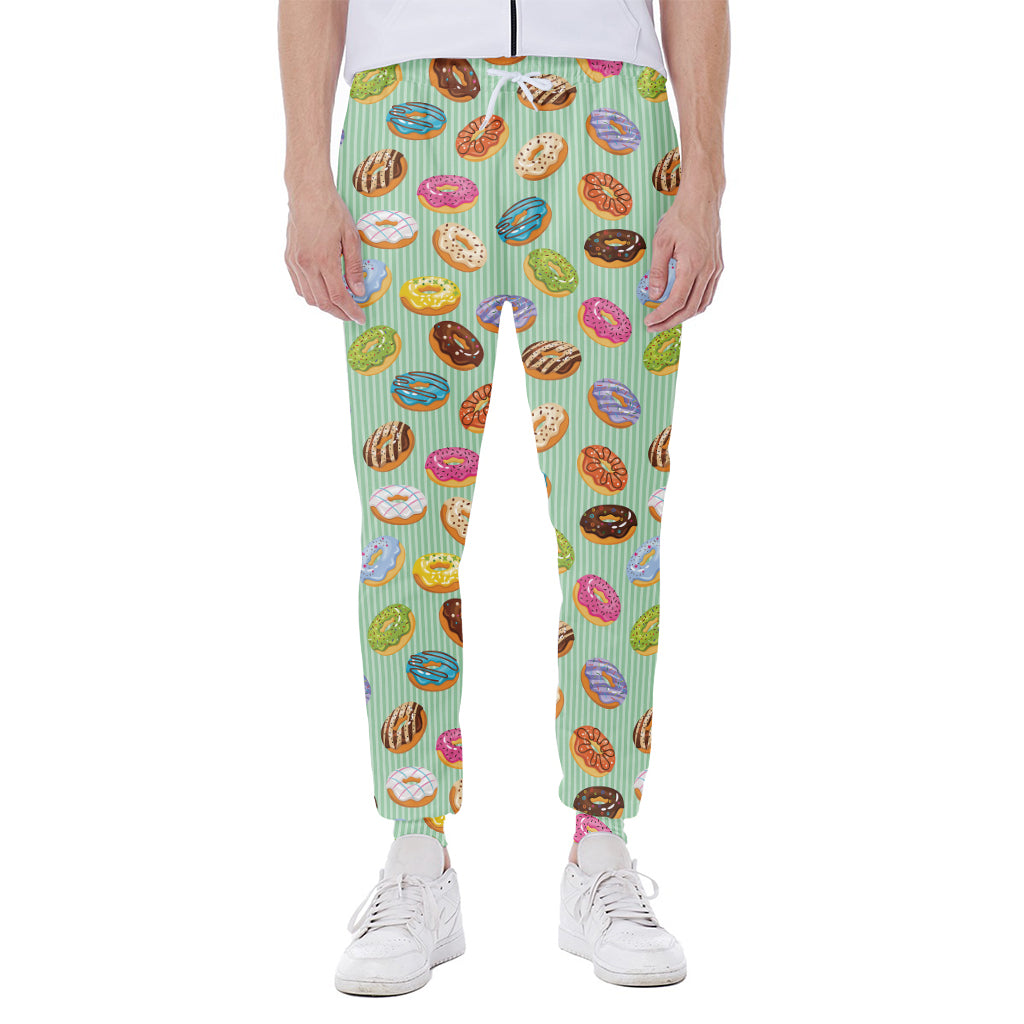 Green Striped Donut Pattern Print Scuba Joggers