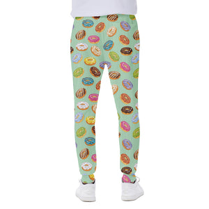 Green Striped Donut Pattern Print Scuba Joggers