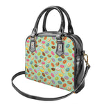 Green Striped Donut Pattern Print Shoulder Handbag